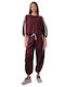 Damen Jogginghosen Burgundisch Set-27-0015