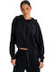 Women's Velvet Long Sleeve Hooded Blouse Black