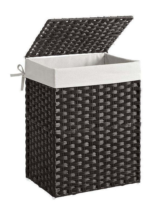 Songmics Wäschekorb Korbweide 90l mit Deckel 46x33x60cm Schwarze
