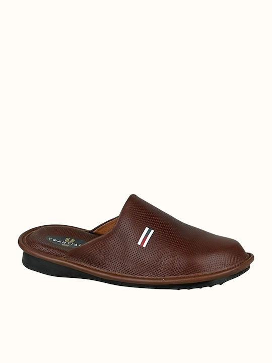 Yfantidis Leder Herren Hausschuhe Braun