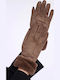 Braune Lederhandschuhe mit Pelz