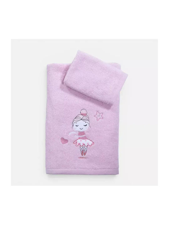 Nef-Nef Homeware Set Babyhandtücher 2 Stück Ballerine World Lila 70x140cm Gewicht 420gr/m²