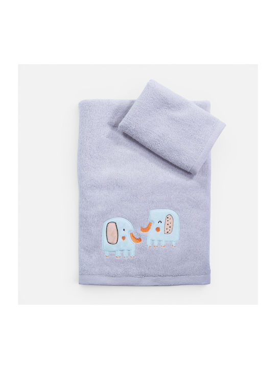 Nef-Nef Homeware Set Babyhandtücher 2 Stück Elefanten Grau 70x140cm Gewicht 420gr/m²