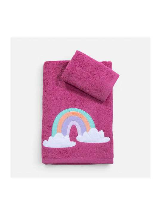 Nef-Nef Homeware Set Babyhandtücher 2 Stück Rainbow Mood Lila 70x140cm Gewicht 420gr/m²