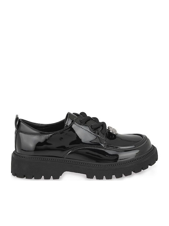 Kinder Slipper & Mokassins aus Schwarz Lackleder