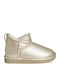 Leder Damen Stiefeletten mit Pelz Gold