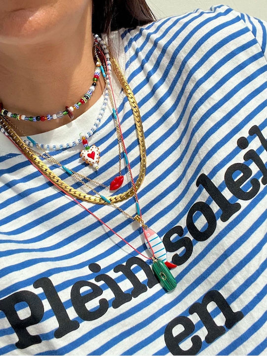 Kaleido Necklace From Gold Plated Steel Turquoise