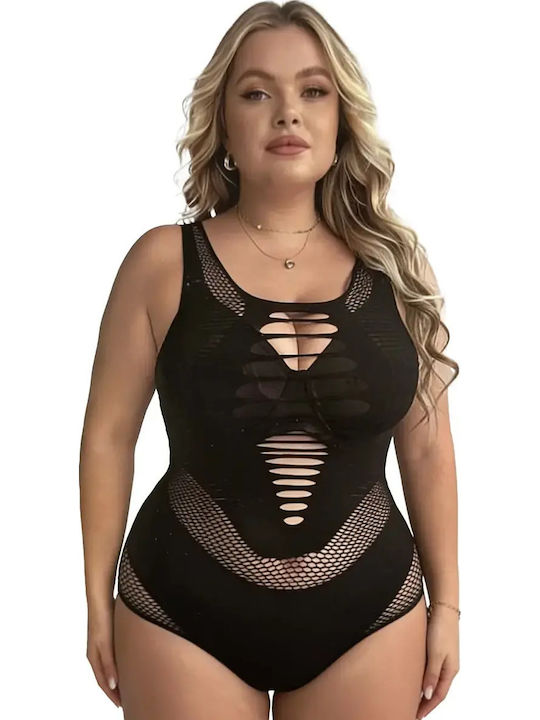 Bodysuit Plasă Cu Decorațiuni Și Decupaje