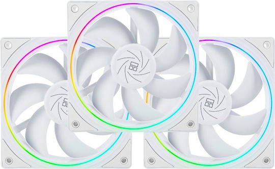 Thermalright TL-S12-W-3 Ventilator Pentru Carcasă 120mm (1500rpm / 47.6cfm) cu Iluminare ARGB și Conexiune 4-Pin PWM 3buc Alb