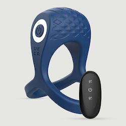 Inele Wireless Duble Pentru Penis și Testicule Din Silicon Cu Vibrație Albastru