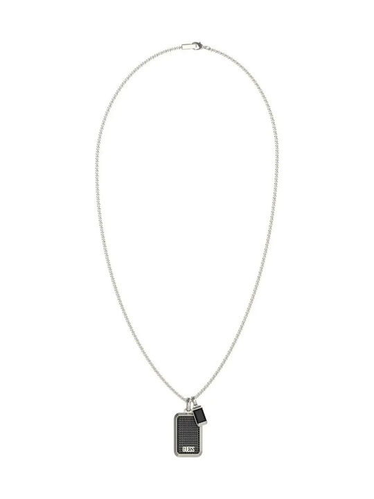 ID Card Necklace Made of Steel Black
