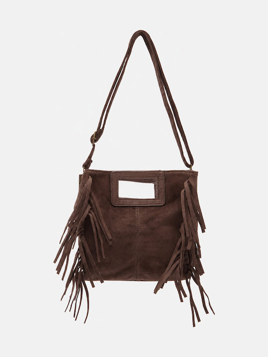Fabric Women's Handbag Shoulder Suede With Brown Fringes