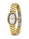 Womens Battery Watch with Gold White Steel Bracelet