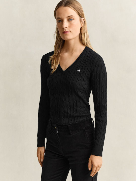 Gant Cable Γυναικείο Μακρυμάνικο Πουλόβερ Black