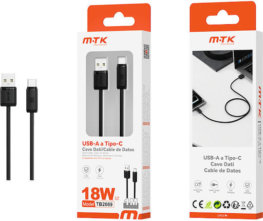 Moveteck USB 2.0 Kabel USB-C-Stecker – USB-A 18 W Schwarz 1 m 463.125154