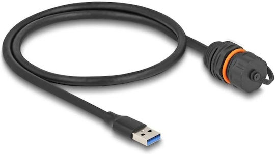 Delock Delock Cablu USB 5 Gbps USB Type-A Tată la USB Type-A Mamă Instalare Filet M20 IP68 Capac de Protecție Rezistent la Praf și Apă 60 cm Negru