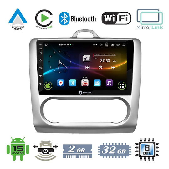 VenCore Auto-Audiosystem für Ford Focus 2004-2015 mit A/C Bluetooth USB AUX Eingebautes Wi-Fi GPS Apple CarPlay Android Auto mit 9 Zoll Touchscreen