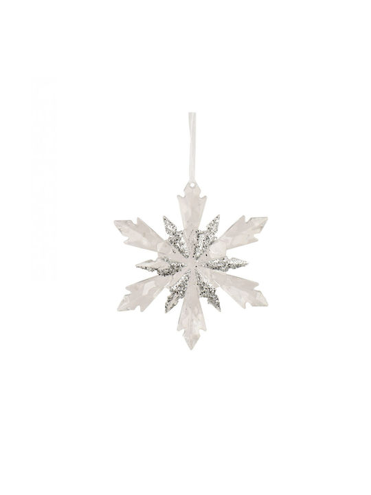 Hängender Weihnachtsbaumschmuck Schneeflocke Weiß 11.5x13cm mit Glitzer