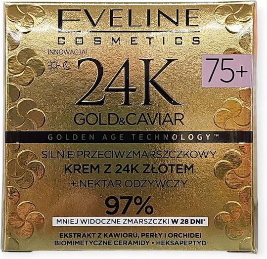 Eveline 24k Gold & Kaviar Gesichtscreme für Feuchtigkeitsspendung Anti-Aging & Festigung mit Kaviar 50ml