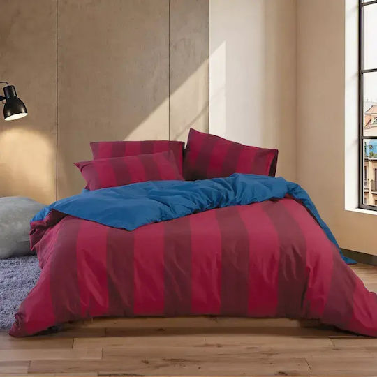 Nef-Nef Homeware Casual Sheet Set with 2 Pillowcases Super-Double Fitted 170x270+35cm Bordo (3 Pieces)