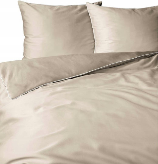 Domoletti Duvet Cover Set 140x200cm Single With Pillowcase Dark Ecru