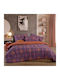 Nef-Nef Homeware Комплект Плик за Завивка Casual Coreo Памучен 170x240cm Единичен с Калъфка за Възглавница Mauve