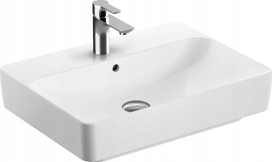 Geberit Variform Επικαθήμενος Νιπτήρας Κεραμικός με Μπαταρία 60x45x15.8cm Λευκός Geberit Variform Επικαθήμενος Νιπτήρας Κεραμικός με Μπαταρία 60x45x15.8cm Λευκός