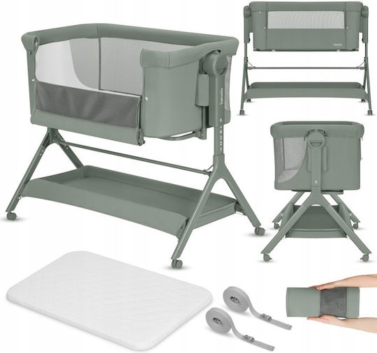Lionelo Leonie Plus Baby Cradle with Mattress and Wheels Green