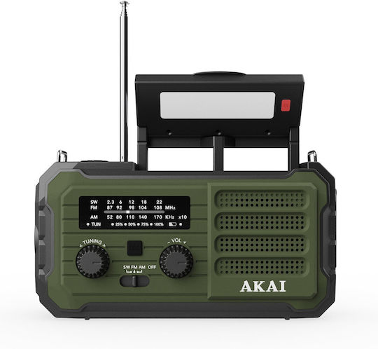 Akai Proffesional APR-801 Tragbares Solarradio mit Bluetooth und USB Grüne