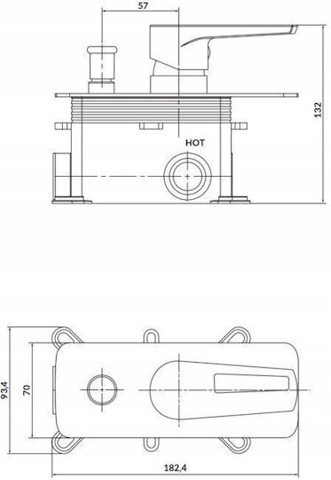 Cersanit Built-in Mixer & Mouthpiece Set for Shower Silver