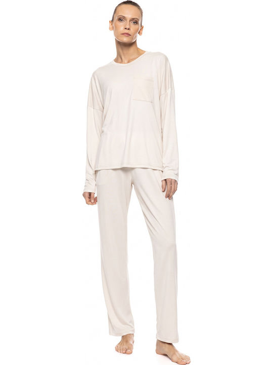 Pink Label Wintersatz Damen Pyjamas Champagne