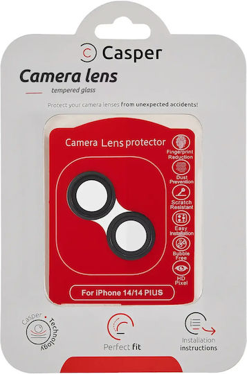 Casper Camera Protection Tempered Glass Black for iPhone 14 / 14 Plus