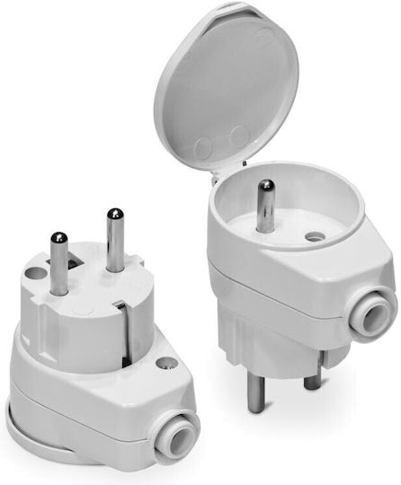 Plastrol Schuko Plug Female Corner with Cap White
