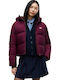 Long Women's Puffer Jacket for Winter Burgundy