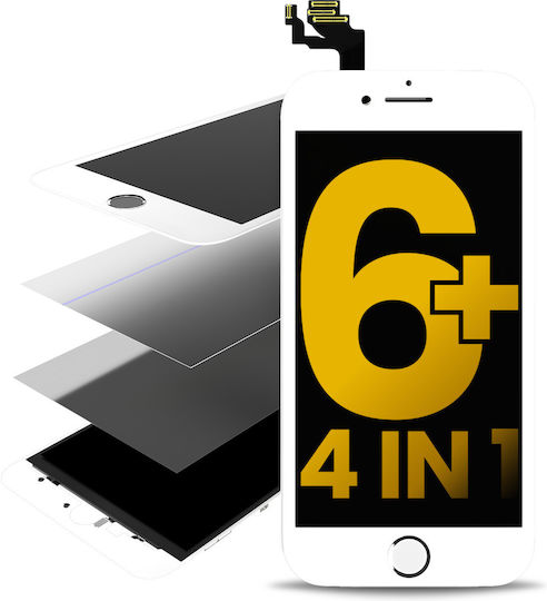 4 In 1 Front Glass + Frame + Polarizer + Oca Pre-installed Iphone 6 Plus White 2 Pack