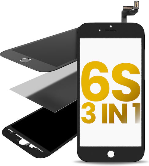 3 In 1 Front Glass + Frame + Oca Pre-installed Iphone 6s Black 2 Pack