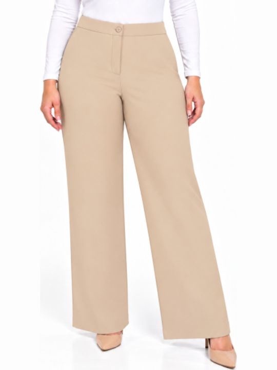 Women's Pantaloons with Rubber Band in Regular Fit Beige WH-41530-27TR-Beige