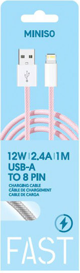 Miniso Cablu USB-A La Lightning Roz 1m