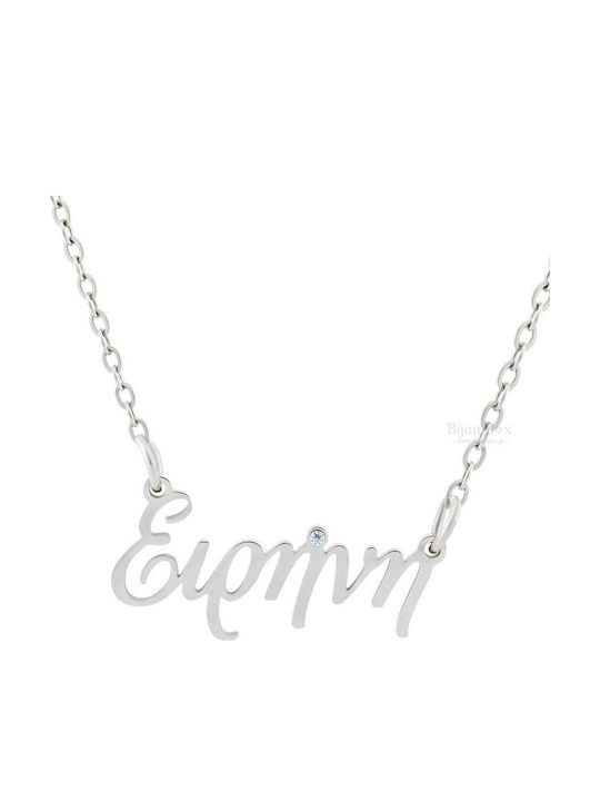 Bijou Box Halskette Name aus Stahl mit Zirkon