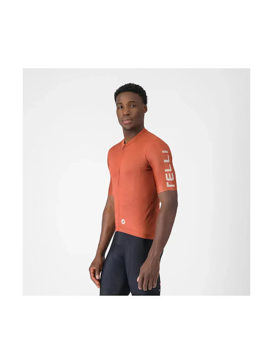 Castelli Tricou De Ciclism Pentru Bărbați Cu Mâneci Scurte Portocaliu