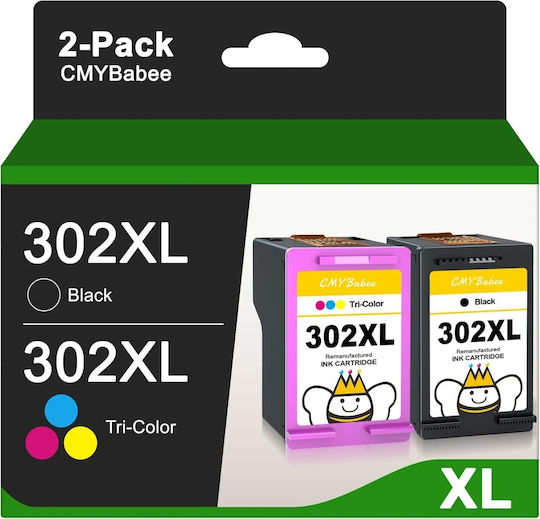 Set of Compatible HP 302XL Black Colour Inks Multiple Packaging High Capacity XL Performance Up to 480 Pages Black 330 Pages Colour Smart Chip HP Deskjet Envy Officejet