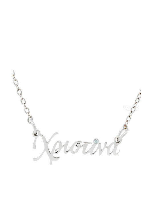 Bijou Box Halskette Name aus Stahl mit Zirkon