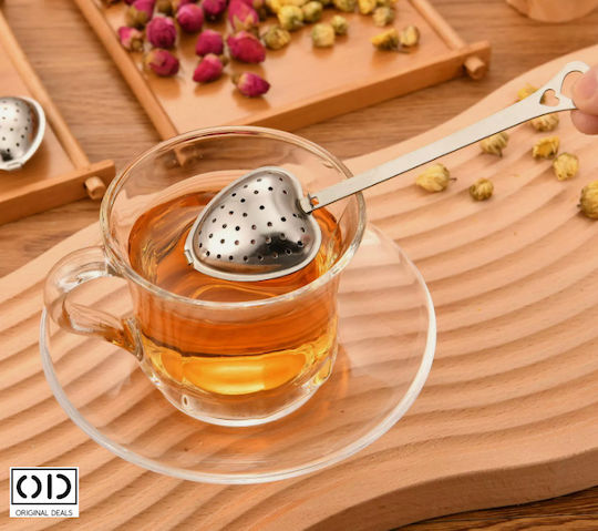 Set 2 Fruit Herb Tea Infusers Stainless Steel Heart Shape 1 Fixed Handle + 1 Chain Handle Original Deals