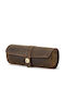 Leather Travel Case for 3 Watches Watch Roll Daponte Brown