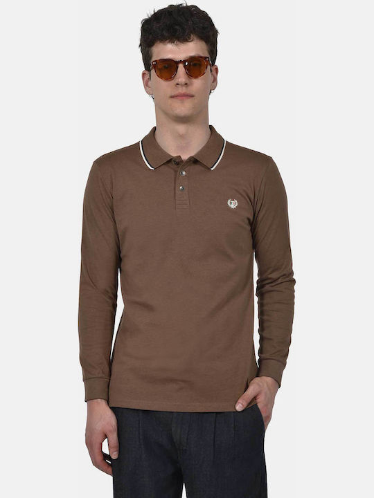 Berto Lucci Polo Long Sleeve Brown Light Blouse
