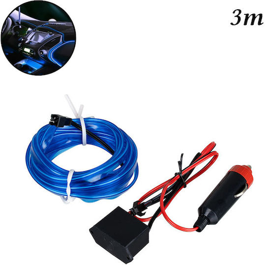 LED Flexible Illuminated Neon Cable 3m 12v Blue Interior Car Lighting SDS-13804
