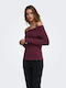 Women's Blouse Off-Shoulder Long Sleeve Burgundy