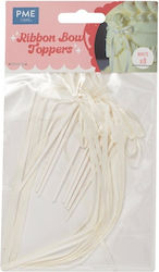 Set White Bow Cake Toppers Sticks 8 Pcs Pme