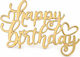 Acrylic Cake Topper "happy Birthday" Heart Gold Model 9 Cm Lumea