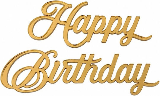 Acrylic Cake Topper "happy Birthday" Gold Model 10 Cm Lumea